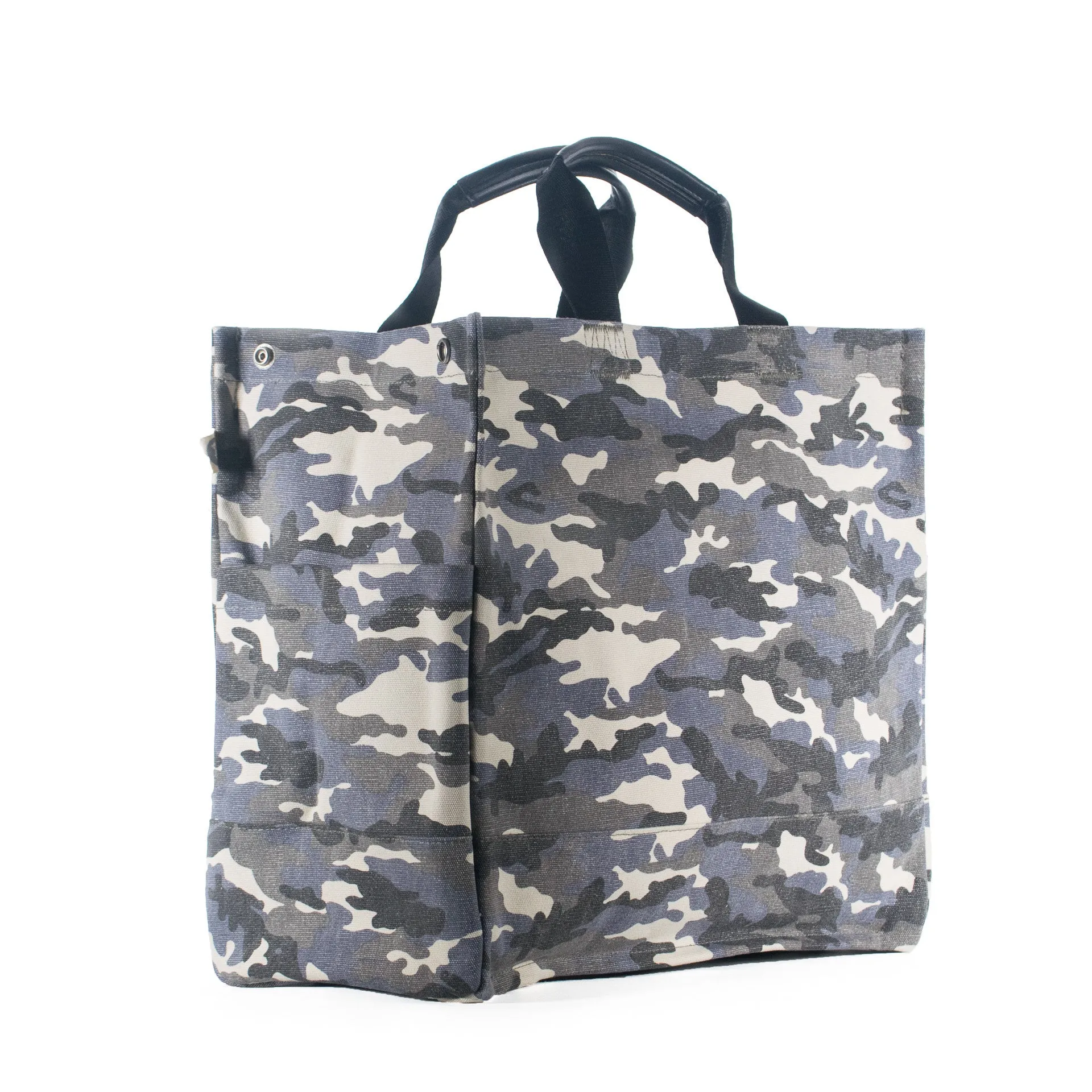 Split Letter Monogram Grey Camo North South Bag with Stripe Strap