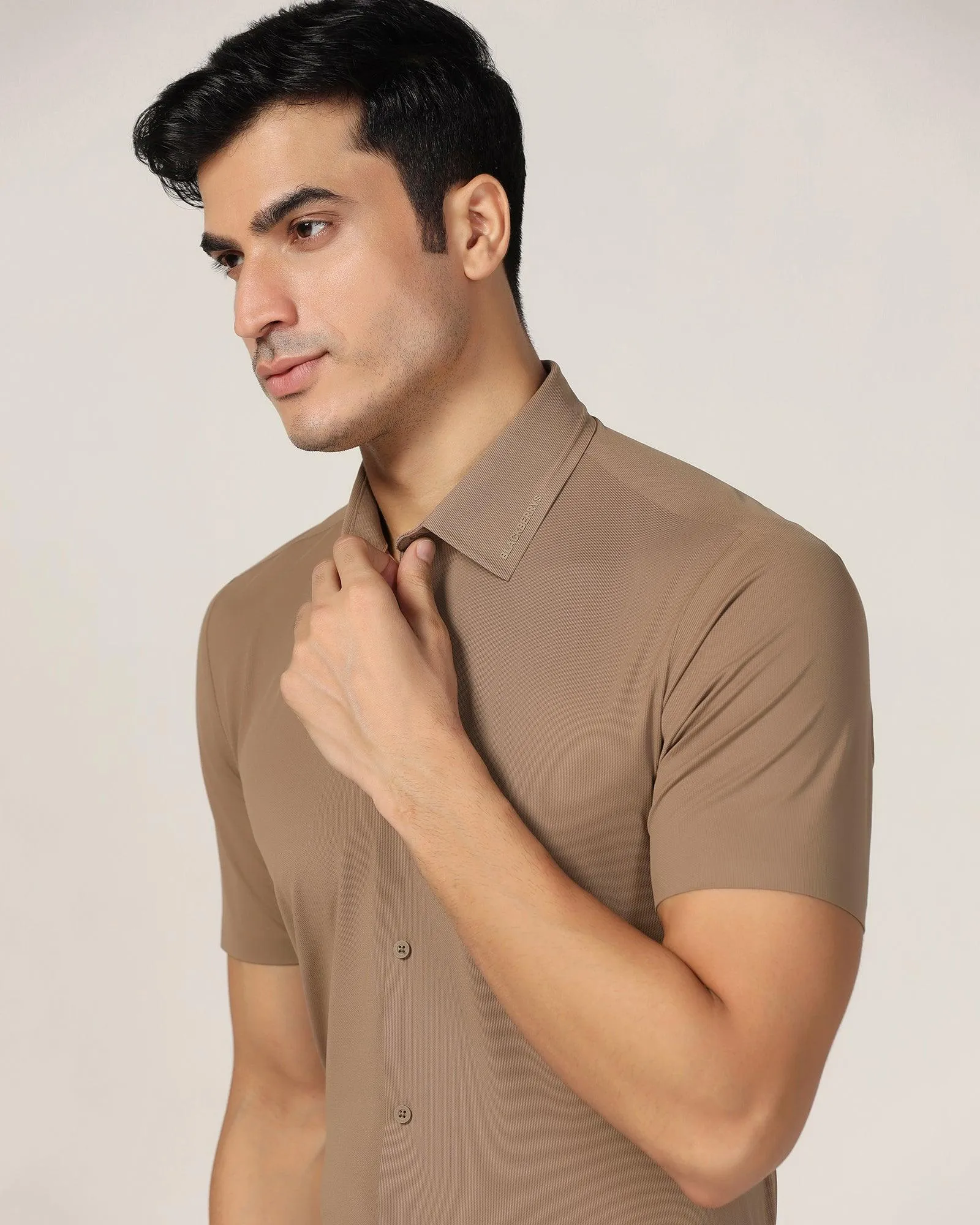 TechPro Formal Half Sleeve Tan Solid Shirt - Alfie