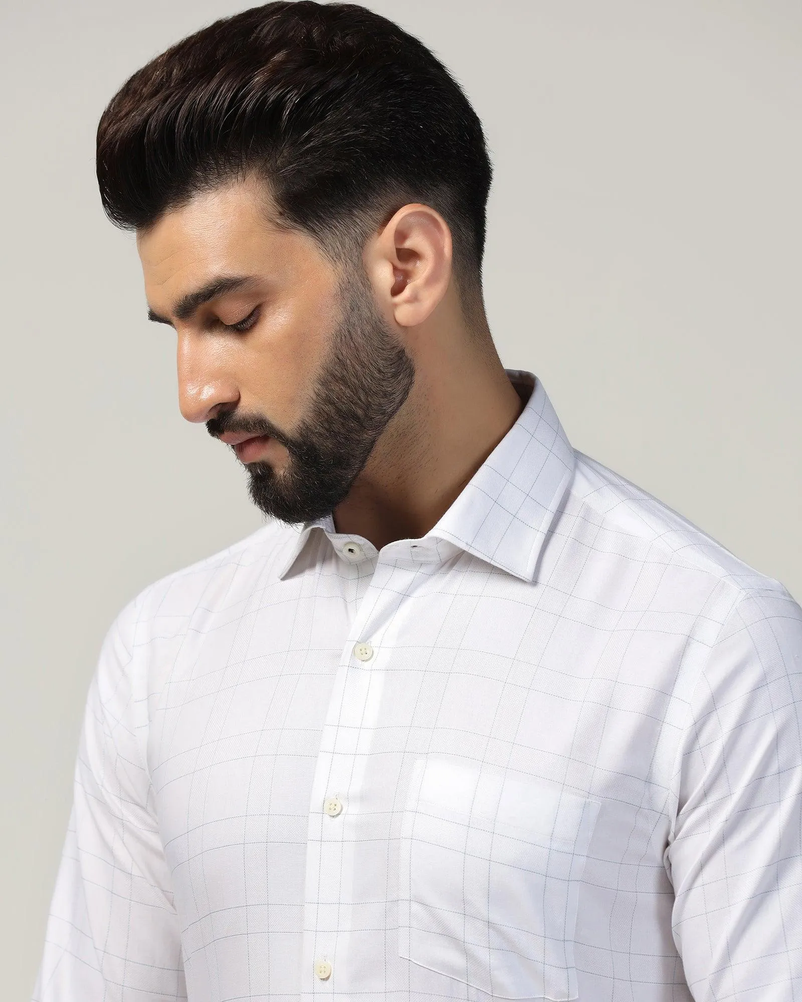 Temp Tech Formal White Check Shirt - Marwin