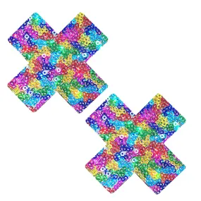 UniPoo Multicolor Sparkle Sequin Mesh X Factor Nipple Cover Pasties