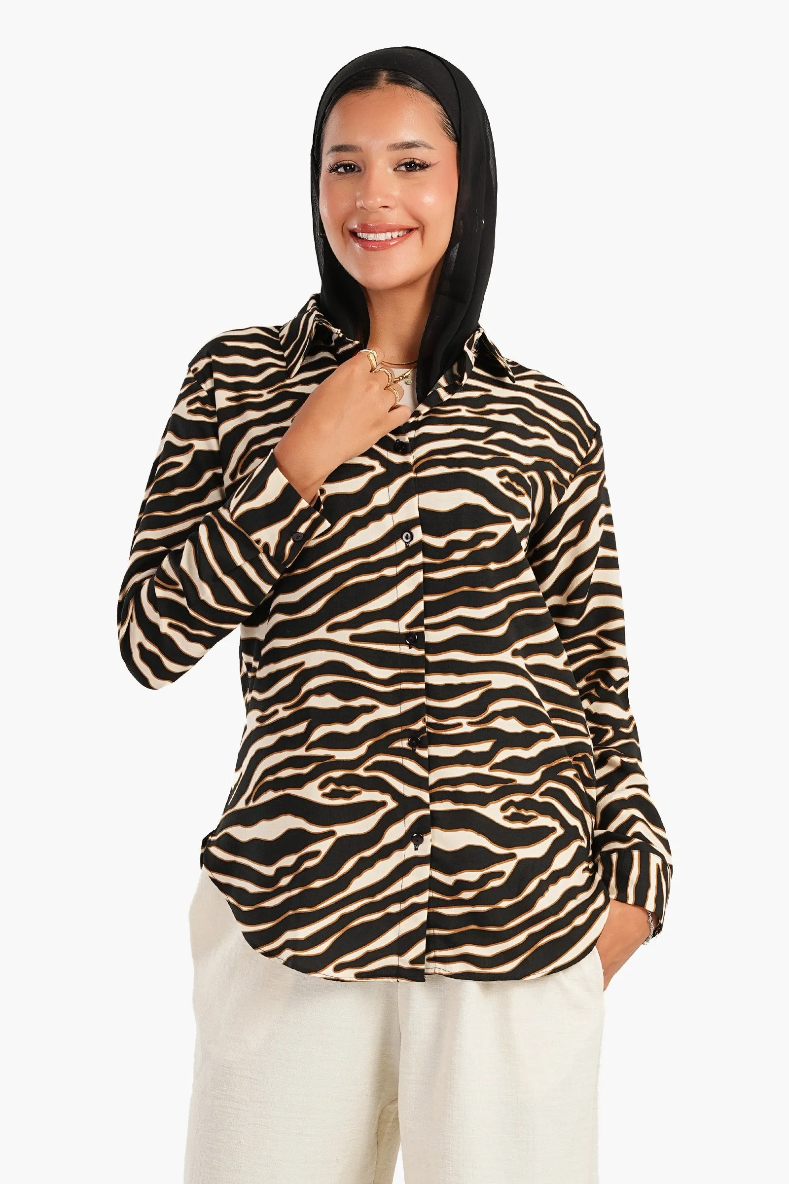 Voile Zebra Print Shirt