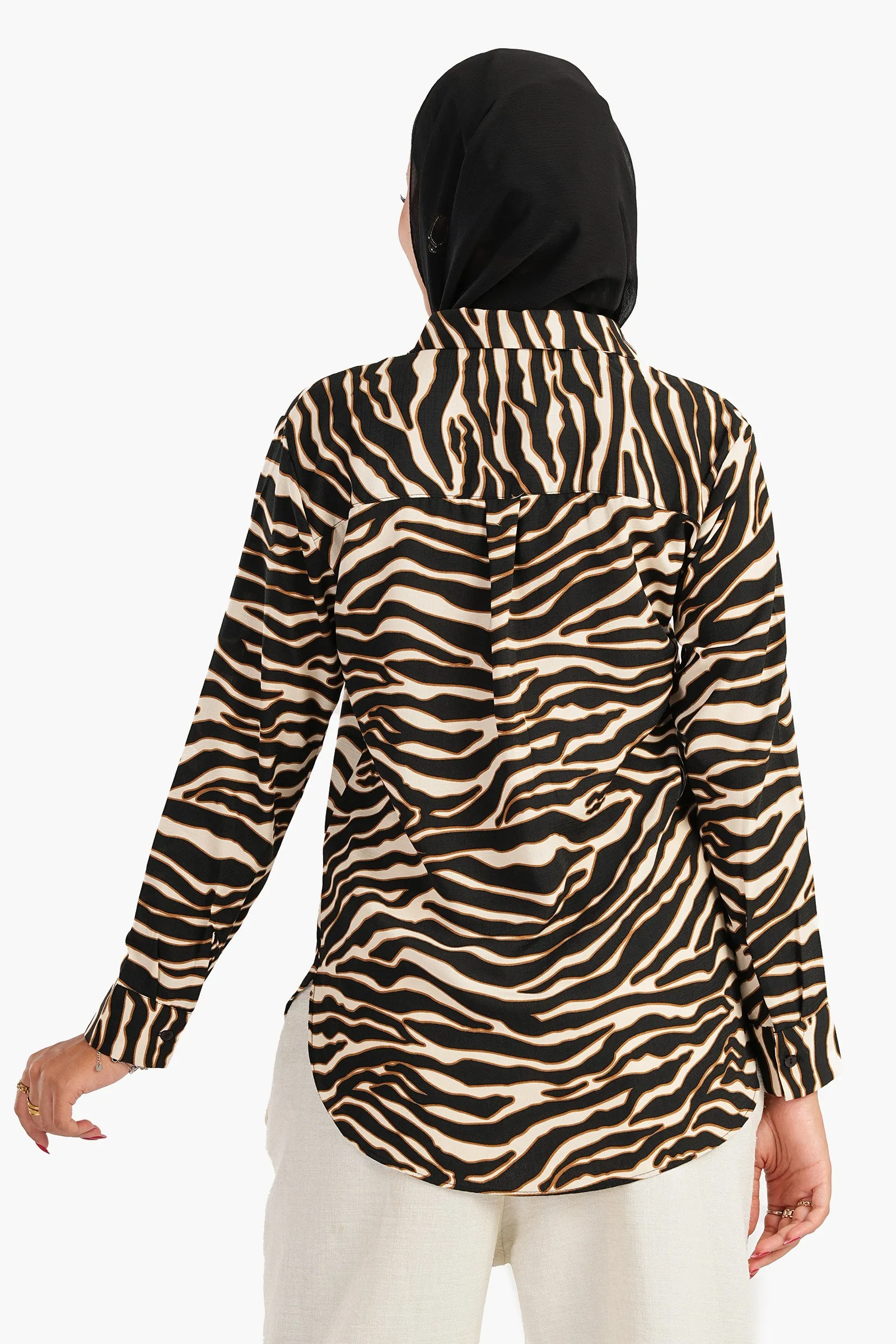 Voile Zebra Print Shirt