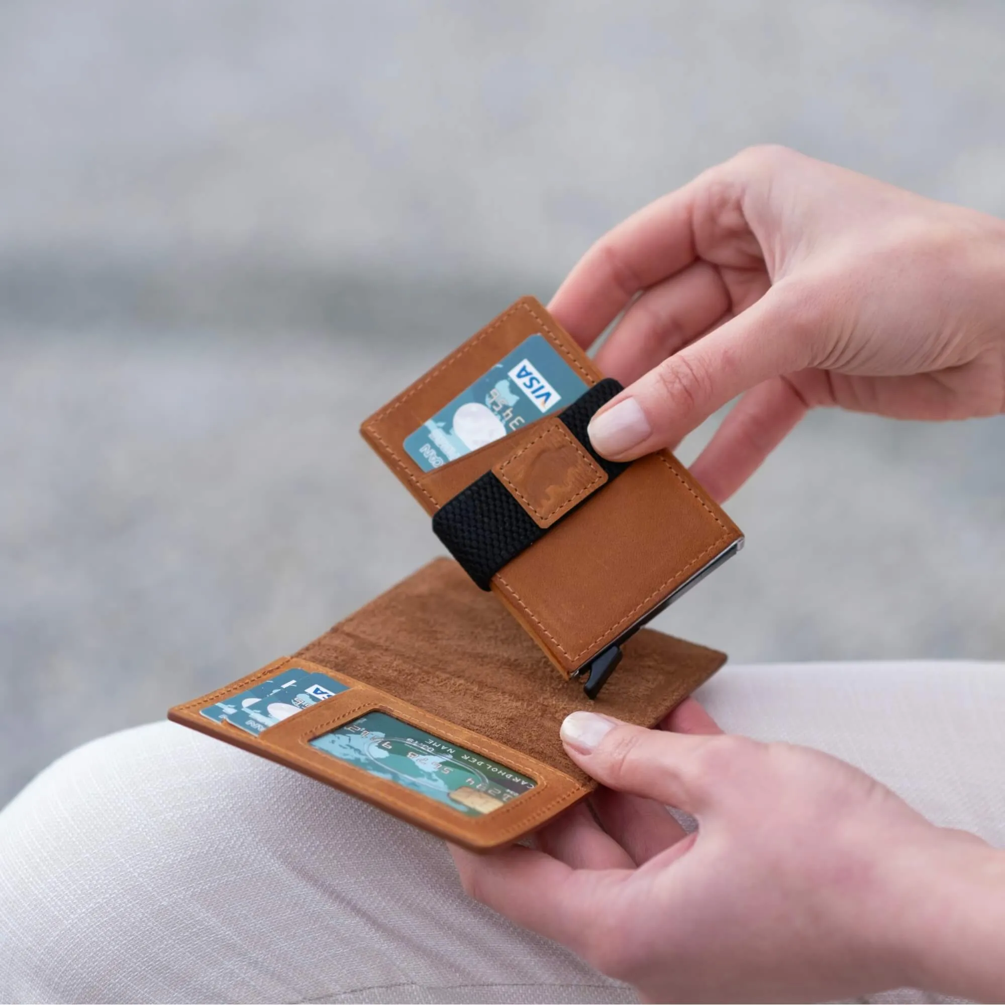 Wade Detachable Mini Wallet with RFID, Golden Brown