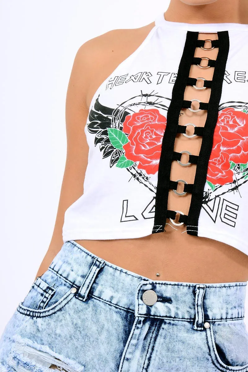 White Heart Breaker Crop Top - Pheonix