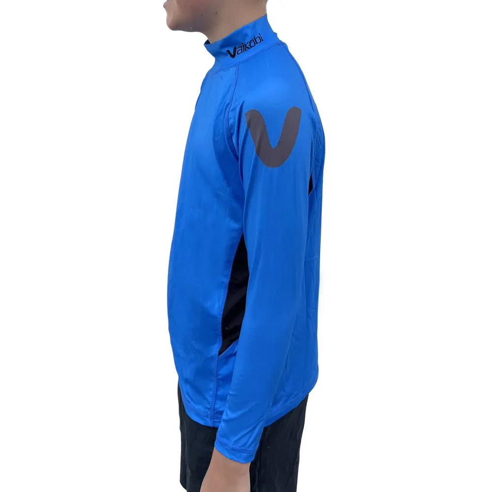 Youth Long Sleeve Rash Top - Cyan/Black